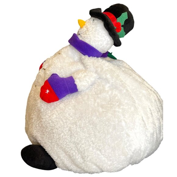 Frosty Snowman Pillow Large Plush Christmas Holiday Décor Winter Top Hat 12 x 12 - Picture 2 of 7